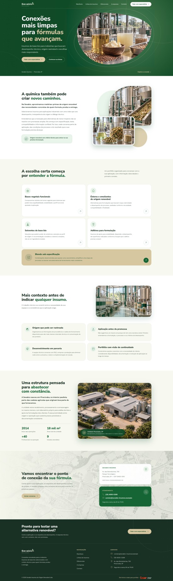 Prévia do site Sevabio Insumos