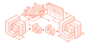 Composição geométrica representando rebranding