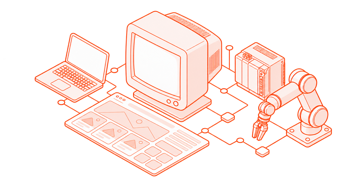 Composição geométrica representando redesign de site